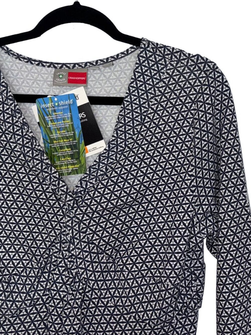 Craghoppers Navy Blue & White Print Sabana Insect Shield Dress - Size 14 - NWT